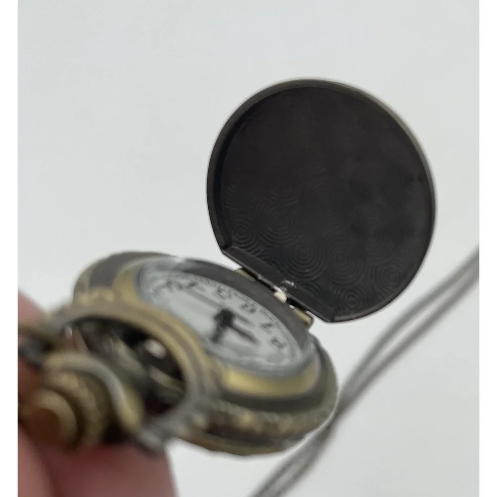 Miniature Quartz Watch Pendant Necklace Ship Anchor & Floral Design New Battery!